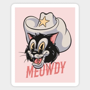 HOWDY MEOWDY | Retro Cartoon Cat Mascot Design Magnet